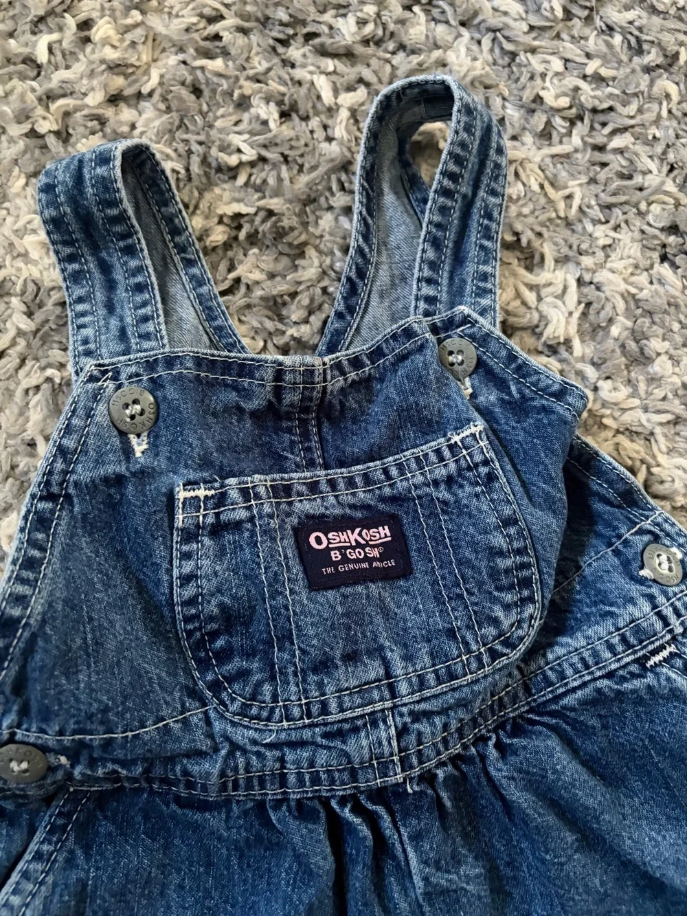 Oshkosh B'Gosh Vestbak Overalls Shortalls Girls size 18 mos Blue Denim
